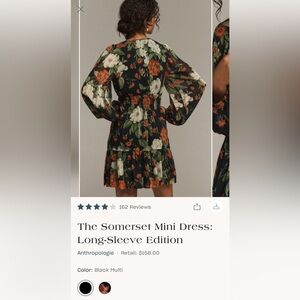 Anthropologie Black Multi Floral Dress